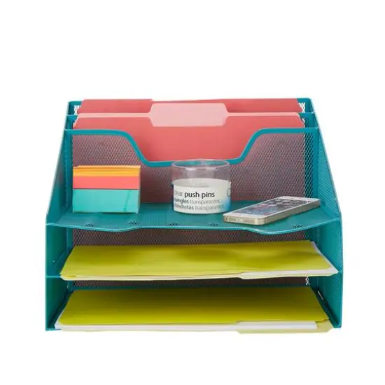 Mind Reader 5-Compartment Desk Organizer Turquoise {5}