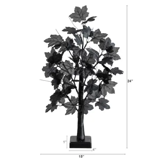2ft. Pre-Lit Artificial Halloween Black Maple Tree with 24 Orange & Purple LED Lights {3}