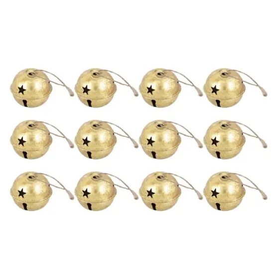 Haute Decor 12ct. 2" Jingle Bell Ball Ornaments Gold {1}