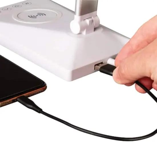 OttLite 22" White Entice LED Desk Lamp with Wireless Charging {5}