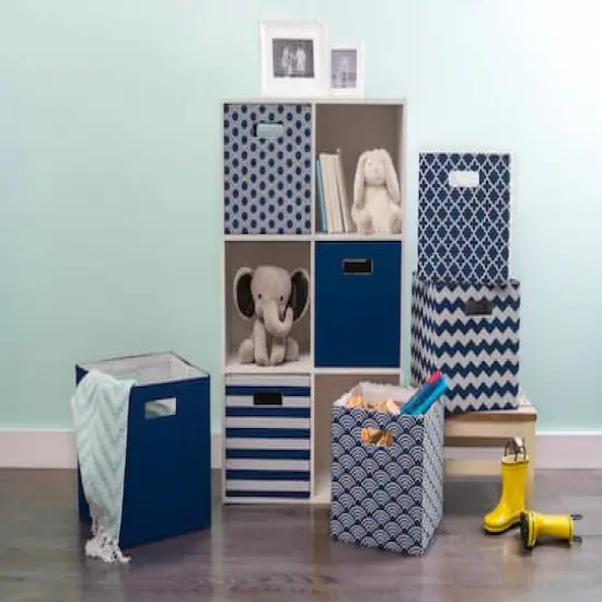 DII&reg; 11" Nautical Blue Waves Cube Storage Bin {6}