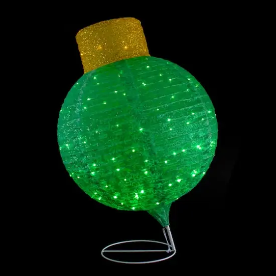 38" Green Outdoor Twinkling LED Tinsel Onion Ornament Decoration {4}