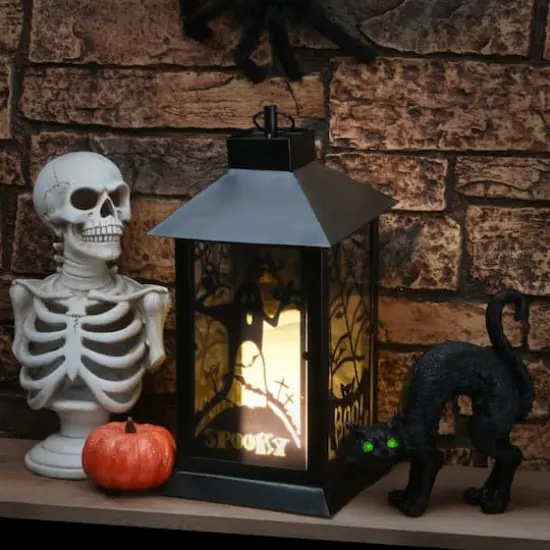 16" Black Halloween Ghost Lantern {3}