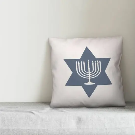 Simple Star of David Menorah 18x18 Spun Poly Pillow {4}