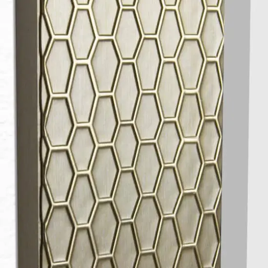 Head West 31.5" Silver Honeycomb Embossed Framed Beveled Wall Mirror {5}