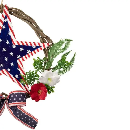 24" Americana Star & Mixed Floral Patriotic Wreath {4}
