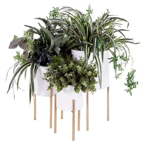 White Metal Contemporary Planter Set {4}