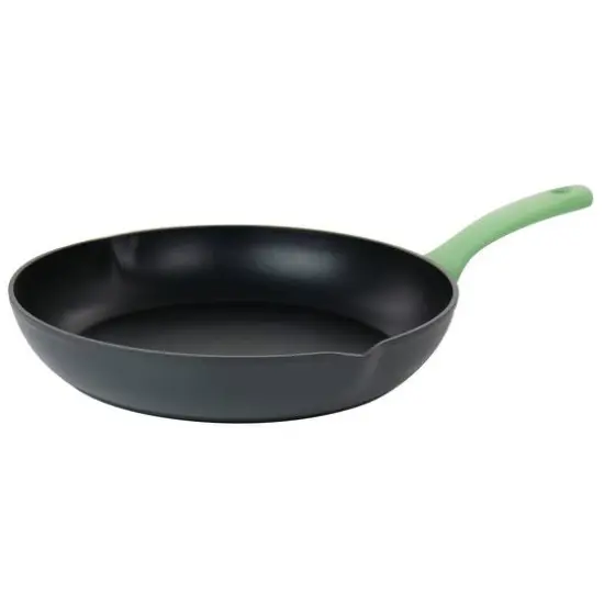 Oster Rigby 12'' Green Aluminum Nonstick Frying Pan with Pouring Spouts {1}