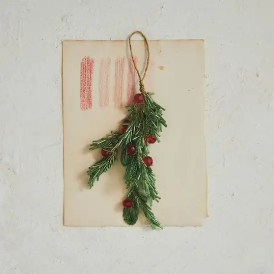 Hello Honey&reg; 7" Glass Bead Mistletoe & Berries Ornament {3}