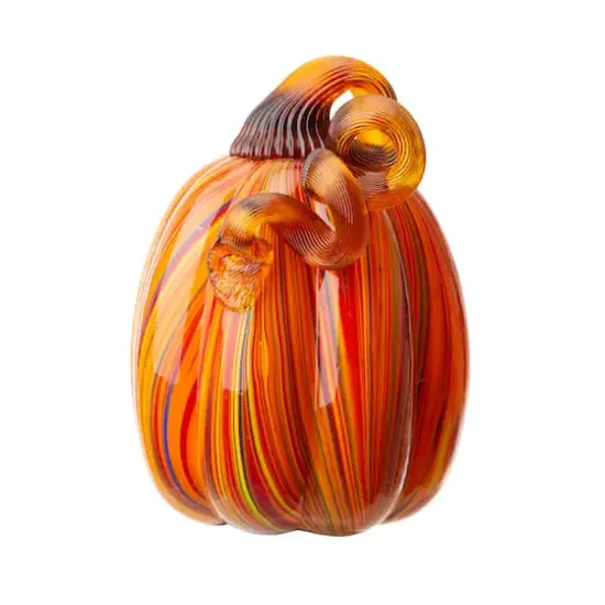 Glitzhome&reg; 5.5" Multi Striped Glass Pumpkin {1}