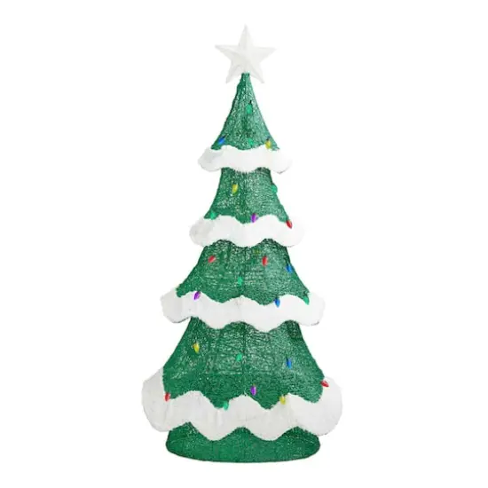 Glitzhome&reg; 74.5"H Lighted Christmas 3D Mesh Tree Outdoor Decor {8}