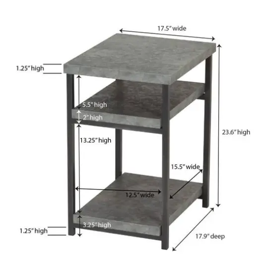 Household Essentials Jamestown 2-Shelf End Table Gray {7}