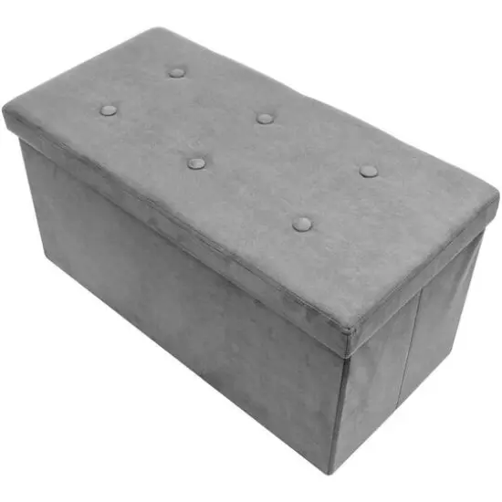 Sorbus 30" Faux Suede Storage Bench Gray {1}