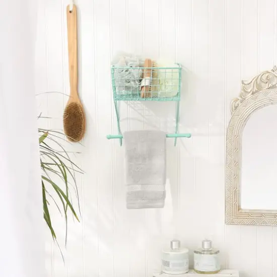 DII&reg; Small Farmhouse Towel Rack Aqua {4}