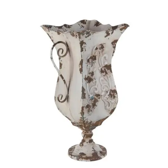 Beige Metal Vintage Vase {3}