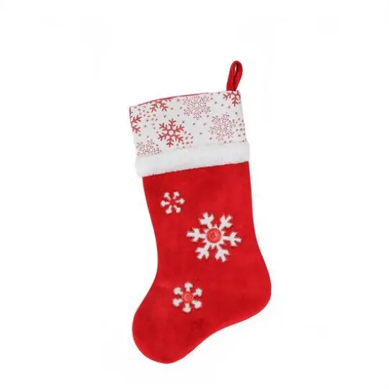 20.5" Button Snowflake Christmas Stocking {4}