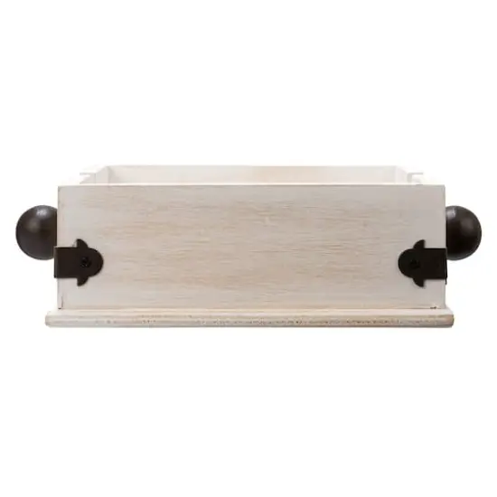 Hello Honey® 9.5" Whitewashed Farmhouse Square Wood & Metal Napkin Holder {5}