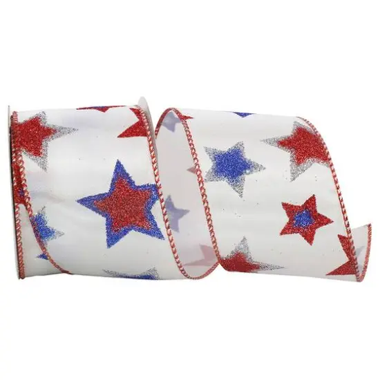 The Ribbon Roll 2.5" x 10yd. Glitter Wired Stars Ribbon {1}