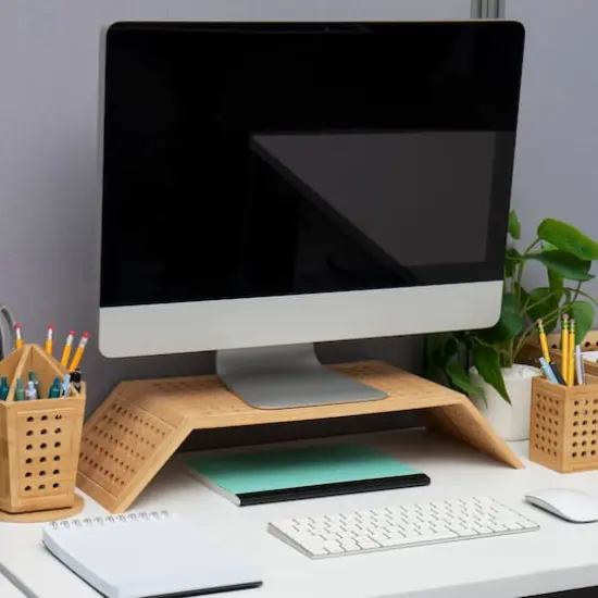 Mind Reader Lattice Collection Brown Rayon from Bamboo Foldable Monitor Stand {3}