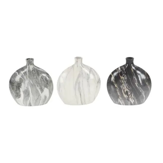 13" Marble Stoneware Contemporary Vase Set {6}