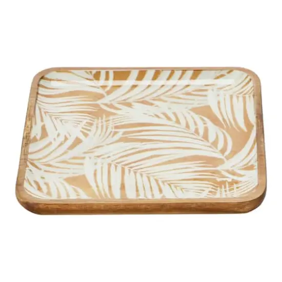 Hello Honey&reg; Square Enameled Acacia Wood Printed Trays Set {5}