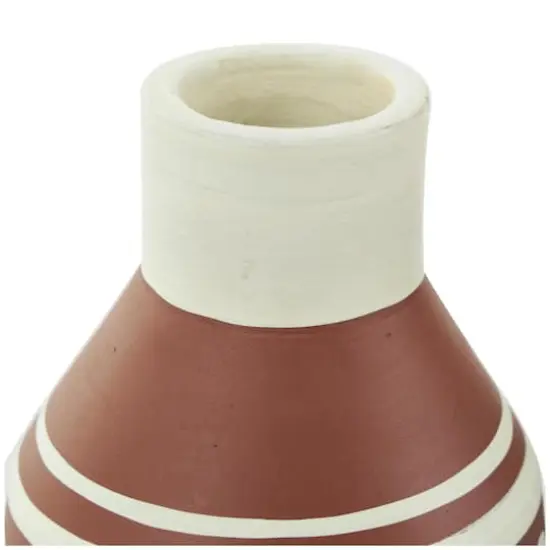 Orange Ceramic Floral Vase Set with 3 Different Patterns & Shapes {12}