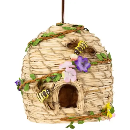 6.25" Beehive with Bees Spring Hanging Decoration {1}