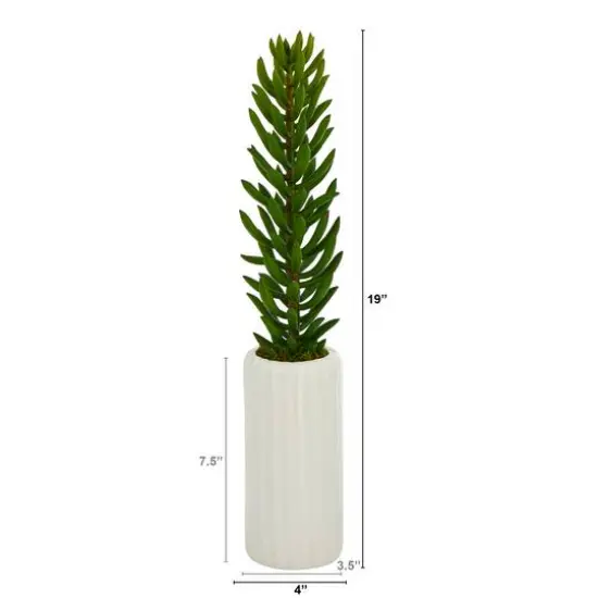 19" Succulent Artificial Plant in White Planter {3}
