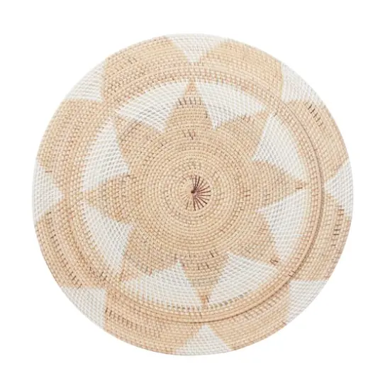 Light Brown Palm Wood Traditional Abstract Wall Decor Set {6}