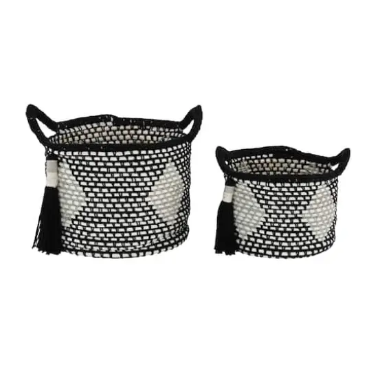 Black Polyester Traditional Storage Basket Set {4}