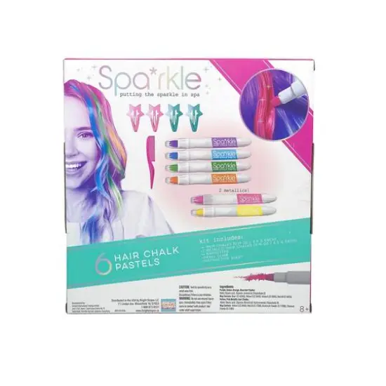 Bright Stripes Sparkle Spa Hair Chalk Pastels & Barrette Set {5}