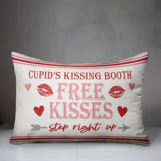 Cupid Kissing Booth Throw Pillow, 14" x 20" {4}