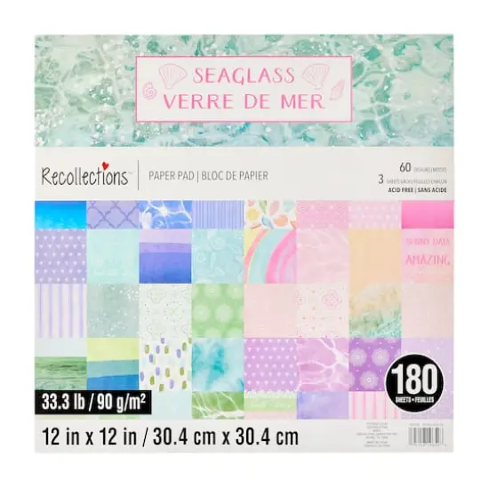 12" x 12" Seaglass Paper Pad by Recollections&trade;, 180 Sheets {6}