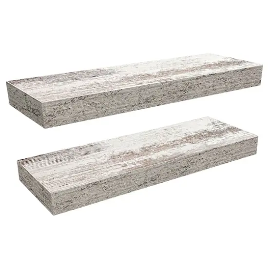 Sorbus Floating Faux Wood Shelf, 2ct. Rustic White {1}