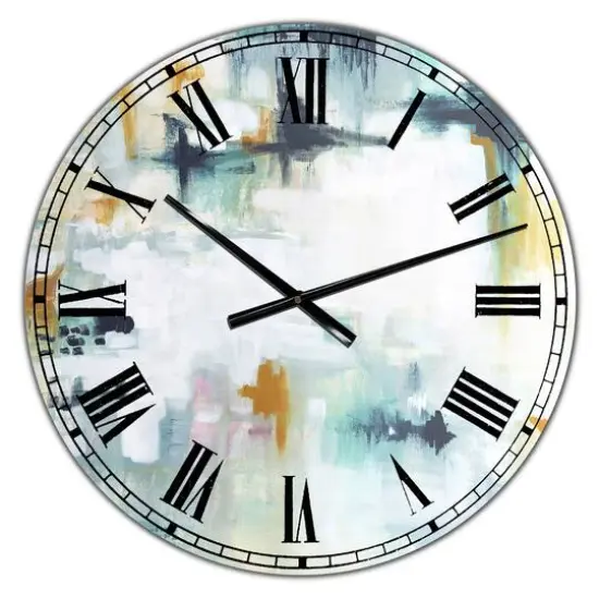 Designart 'Teal And White Composition Large Modern Wall Clock {1}