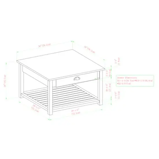 Walker Edison 30" Reclaimed Barnwood Square Country Coffee Table {10}