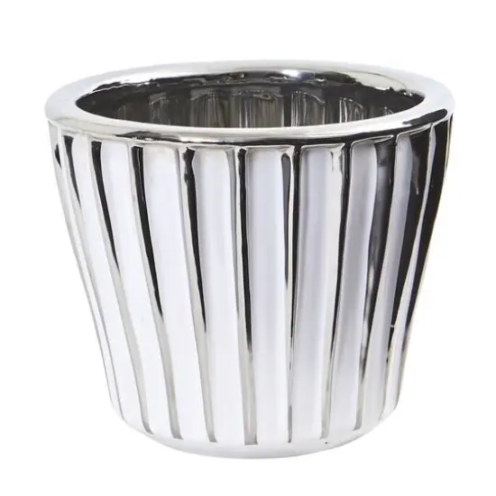 5" White Vase with Silver Trimming {1}