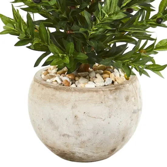 3ft. Olive Cone Topiary Tree in Sand Stone Planter {4}