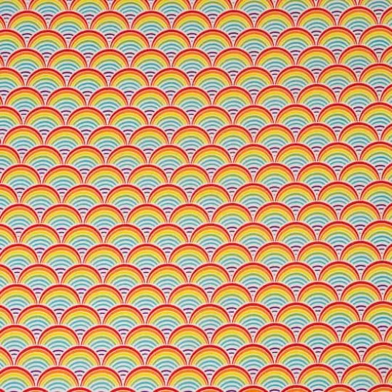 SINGER Rainbow Geo Scallops Cotton Fabric {1}