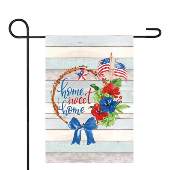 Home Sweet Home Patriotic Americana Wreath Outdoor Garden Flag, 12.5" x 18" {1}