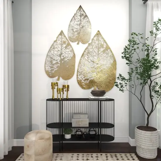 Laser-Cut Gold Metal Leaf Wall D&eacute;cor Set {3}