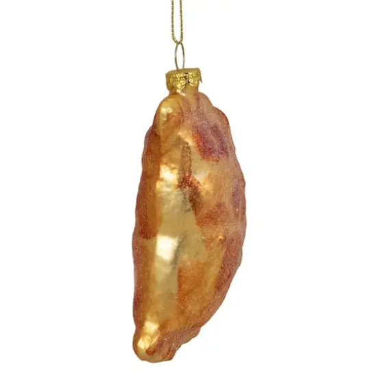 5" Golden Glittered Pierogi Glass Ornament {4}