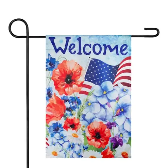 Welcome Patriotic Americana Outdoor Floral Garden Flag, 12.5" x 18" {1}