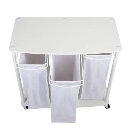 Household Essentials 3-Bag Laundry Sorter with Laminate Shelving White {11}