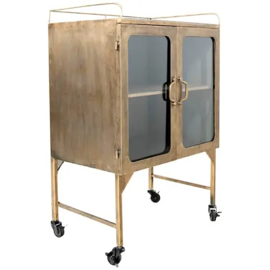 Hello Honey&reg; Gold Metal Cabinet with Locking Caster Wheels & Glass Doors {4}