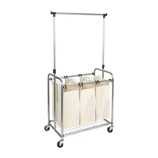 Household Essentials 3-Bag Laundry Sorter with Clothes Rack {1}