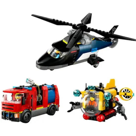LEGO&reg; City Helicopter, Fire Truck & Submarine Remix Toy Building Set 60462 {3}