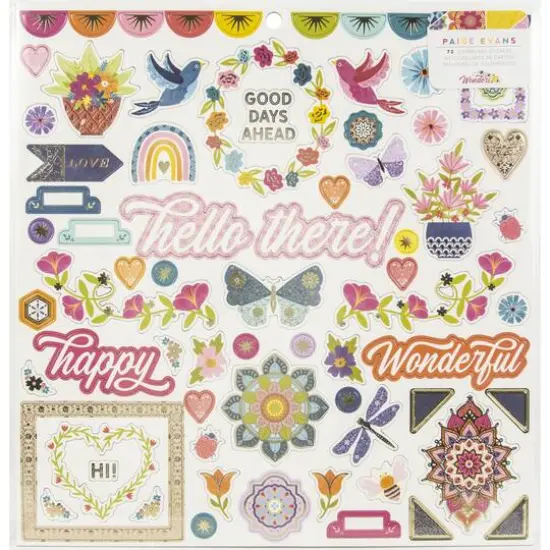 American Crafts&trade; Paige Evans Wonders Icons & Phrase Chipboard Stickers {1}