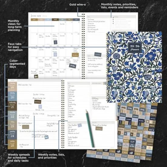 TF Publishing 2025-2026 Francophile Flower Large Weekly/Monthly Planner {8}