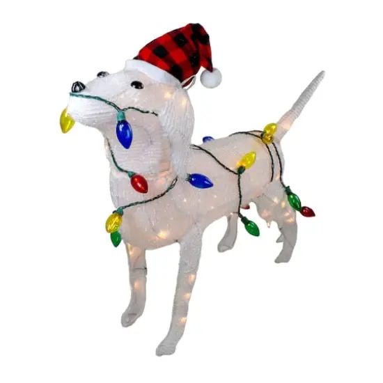 3ft. White Lighted Standing Dog Christmas Decoration {5}